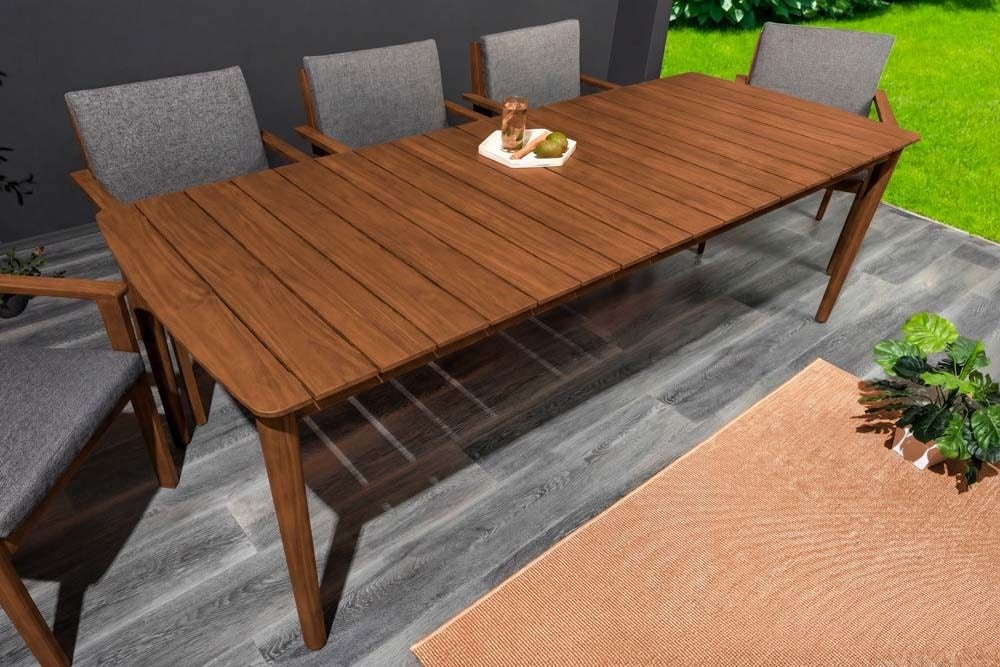 Wetterfester Gartentisch KOPENHAGEN 220cm braun Akazie honey finish Massivholz Outdoor