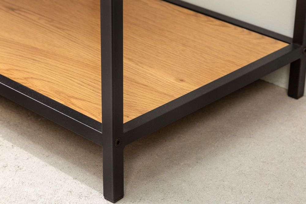 Industrial Bücherregal SLIM LINE 185cm Wildeiche schwarz sechs Regalböden