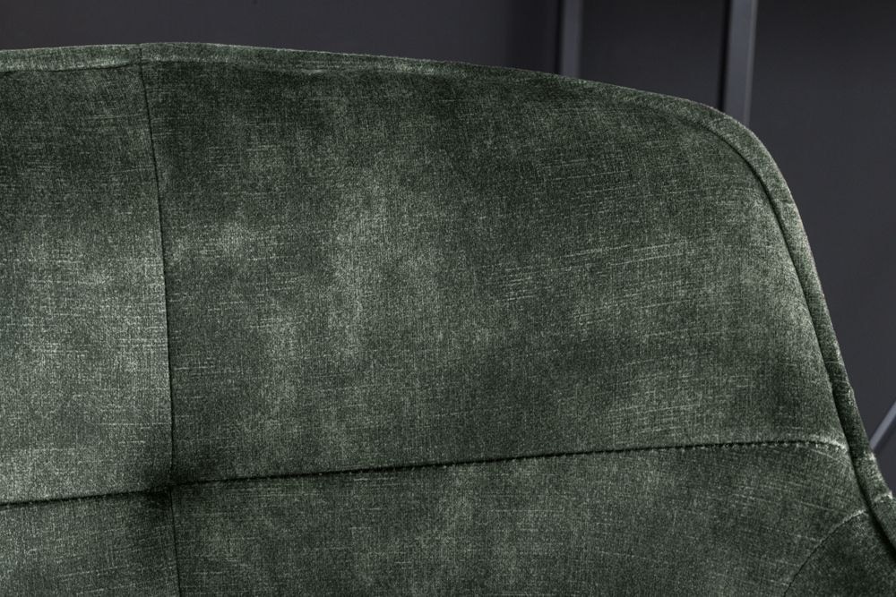 Design Barhocker EUPHORIA dunkelgrün Samt schwarze Metallbeine Barstuhl mit Lehne
