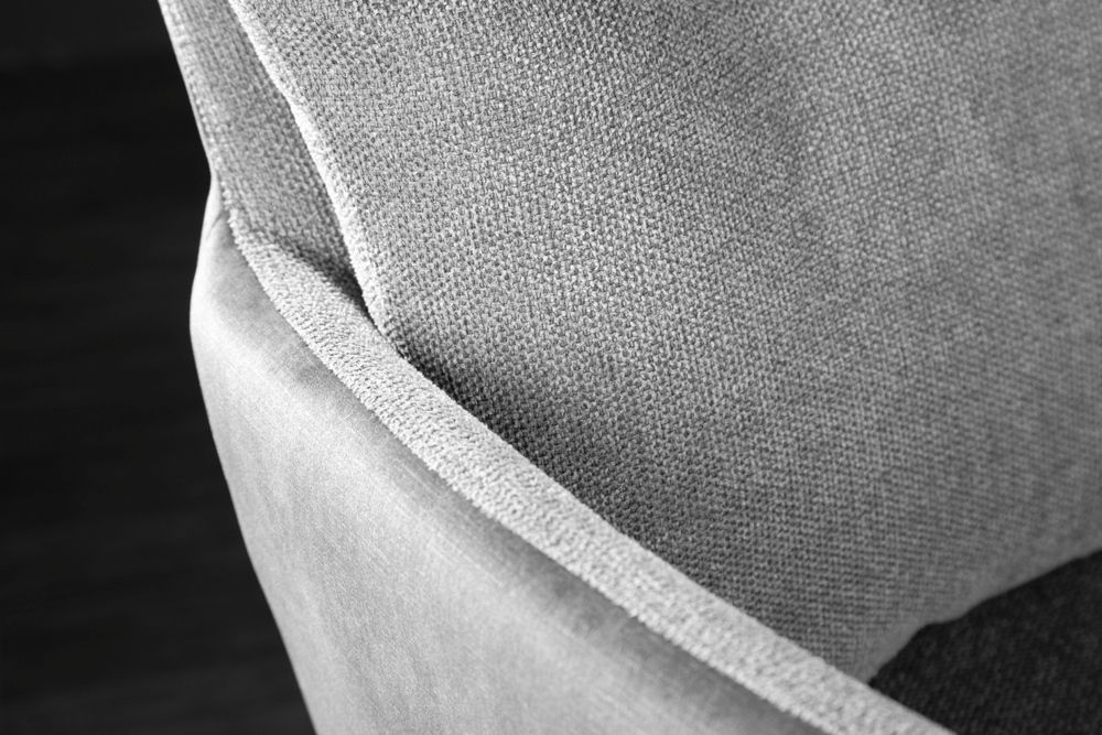 Drehbarer Stuhl BIG GEORGE grau Samt Strukturstoff Armlehnenstuhl Taschenfederkern