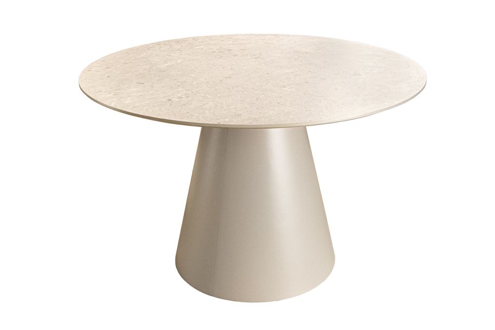 Runder Esstisch EN VOGUE 120cm matt grau Beton-Design mit Säulenfuß