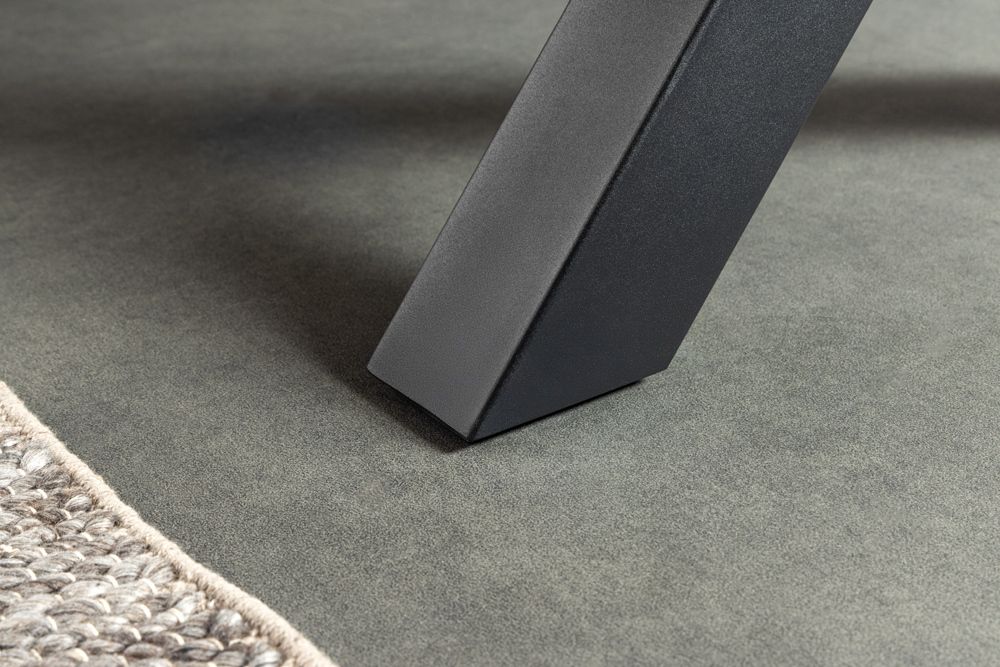 Ausziehbarer Esstisch WILD 180-220cm grau gekälkt Wildeichen-Design Baumkante schwarz