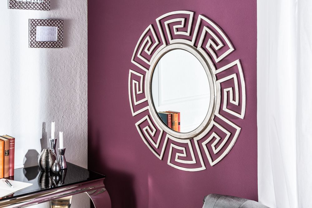 Glamouröser Design Spiegel EUPHORIA XL 85cm silber Wandspiegel Handarbeit aus Metall