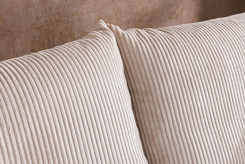 Design Ecksofa ATMOSPHERE XL 245cm champagner beige Cord Federkern inkl. Kissen