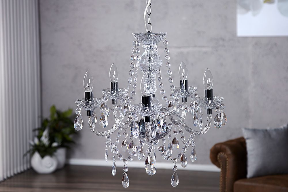 Eleganter Kronleuchter CRYSTAL 55cm klar Acryl 5-armig Lüster