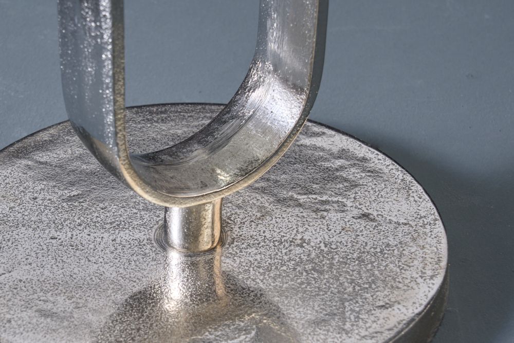 Runder Beistelltisch ELEGANCE 60cm silber Metall Aluminium handmade