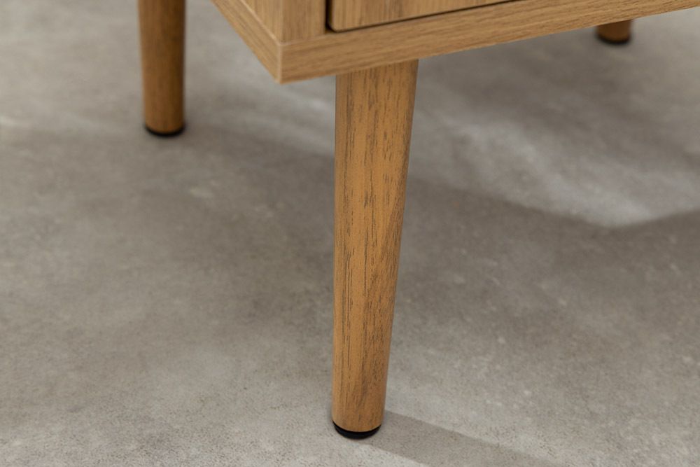 Design Nachttisch VIENNA 60cm natur Rattan Geflecht Beistelltisch mit Stauraum
