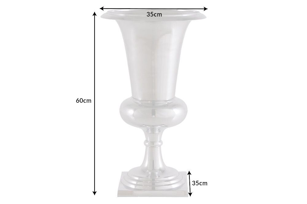 Design Vase GOAL 60cm silber Pflanzen Pokal Aluminium