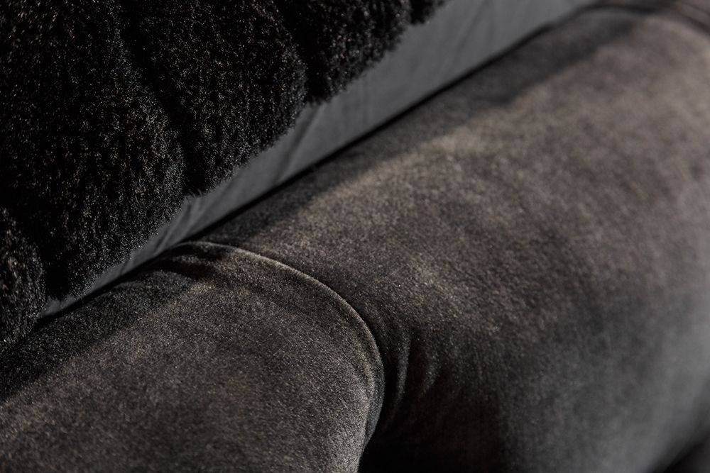 Design Doppelbett PARIS 180x200cm grau Samt Chesterfield
