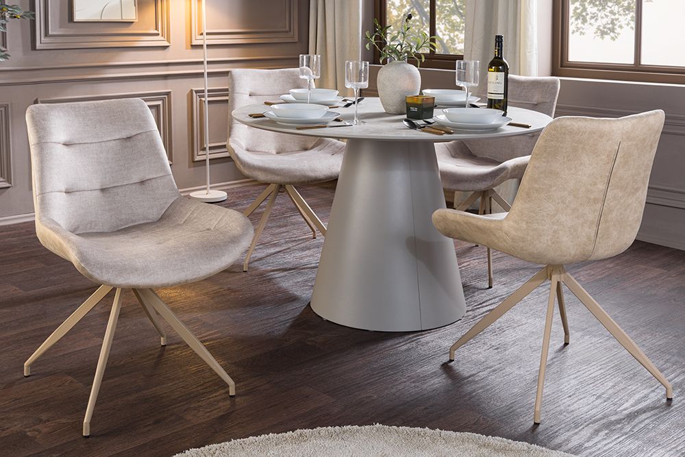 Design Stuhl DIVANI champagner beige Samt Metallgestell