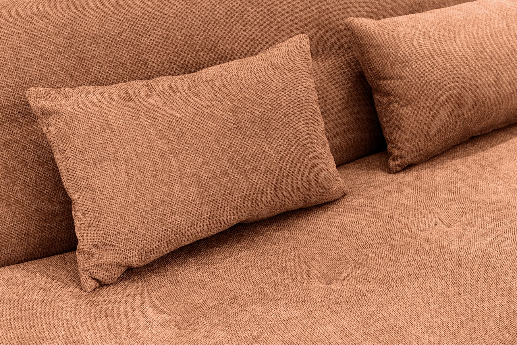 Modernes Schlafsofa ELYPSE 200cm rostbraun Chenillestoff 3-Sitzer Couch inkl. Kissen