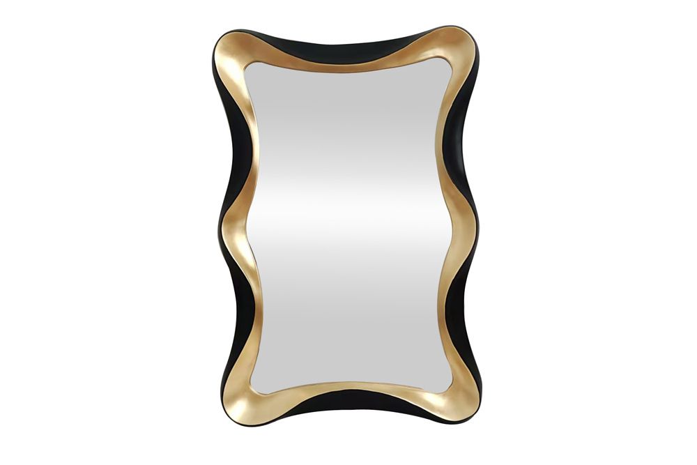 Moderner Wandspiegel ALICE 120cm gold schwarz variabel aufhängbar