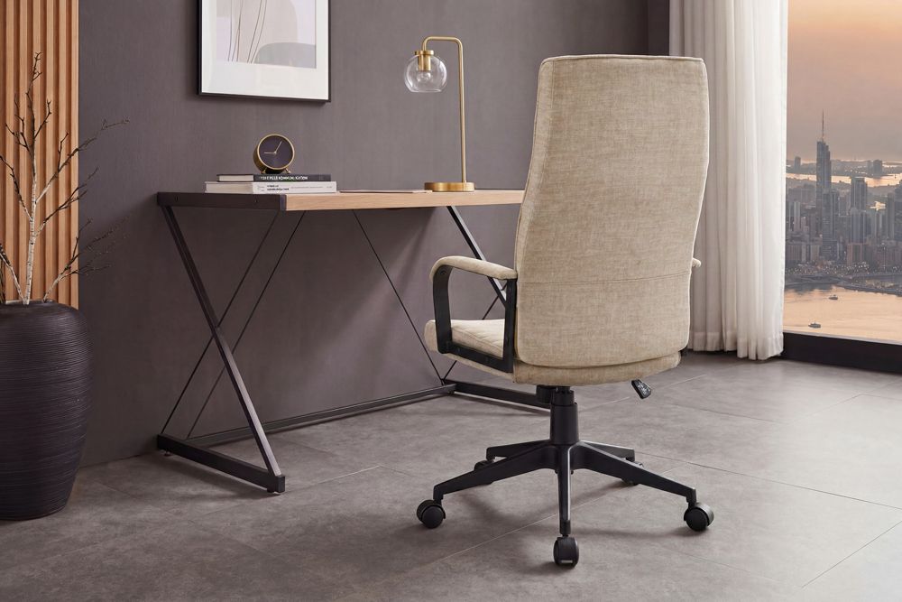 Höhenverstellbarer Bürostuhl LAZIO beige Vogue Velours Samt drehbar mit Rollen