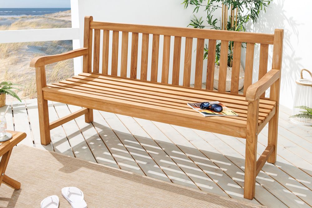 Outdoor Gartenbank EMPIRE TEAK 150cm natur Massivholz