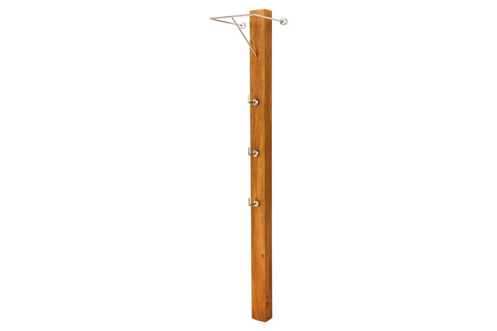 Massive Wandgarderobe JAVA 185cm recyceltes Teakholz mit drei Kleiderhaken