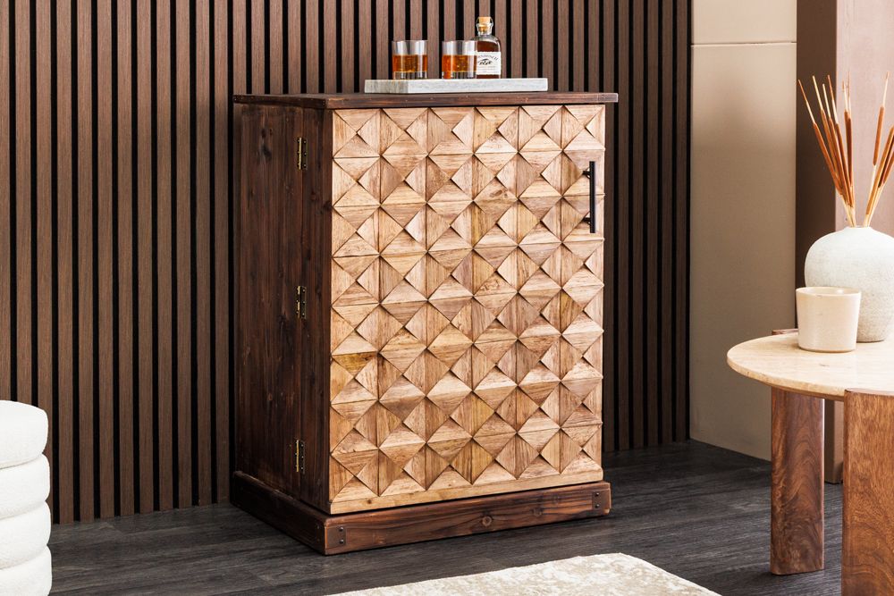 Design Barschrank BODEGA 90cm natur Pinienholz Weinregal Glashalter Schubladen » Jetzt kaufen