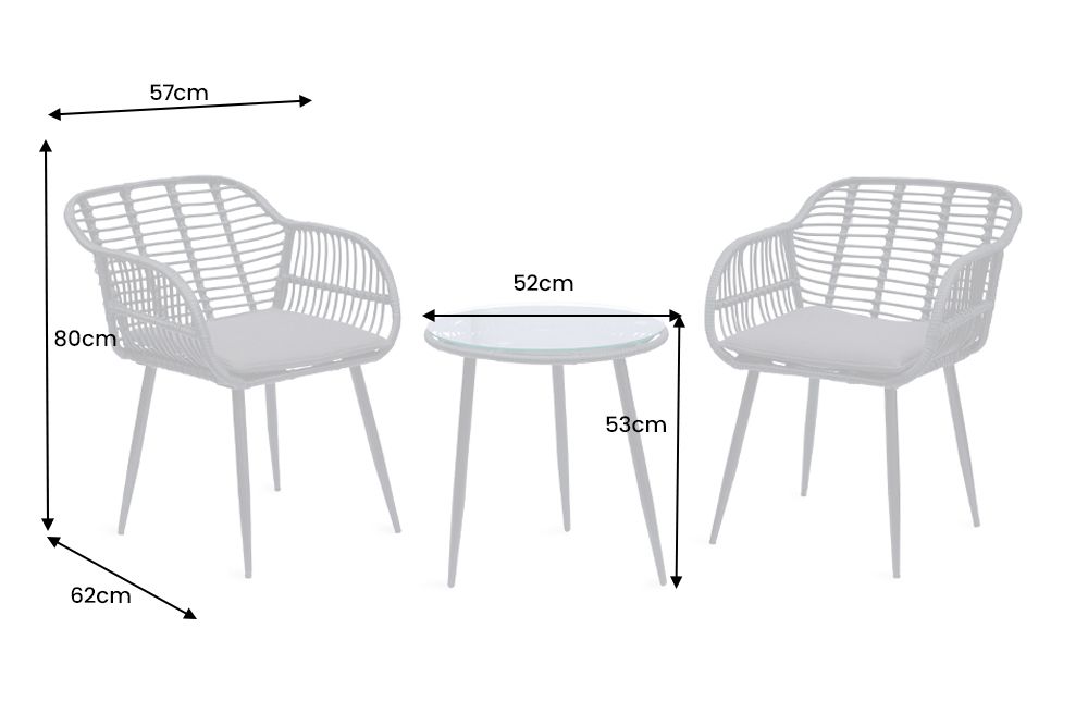 In- und Outdoor Bistro Balkon-Set PARIS schwarz Polyrattan Sitzgruppe inkl. Tisch