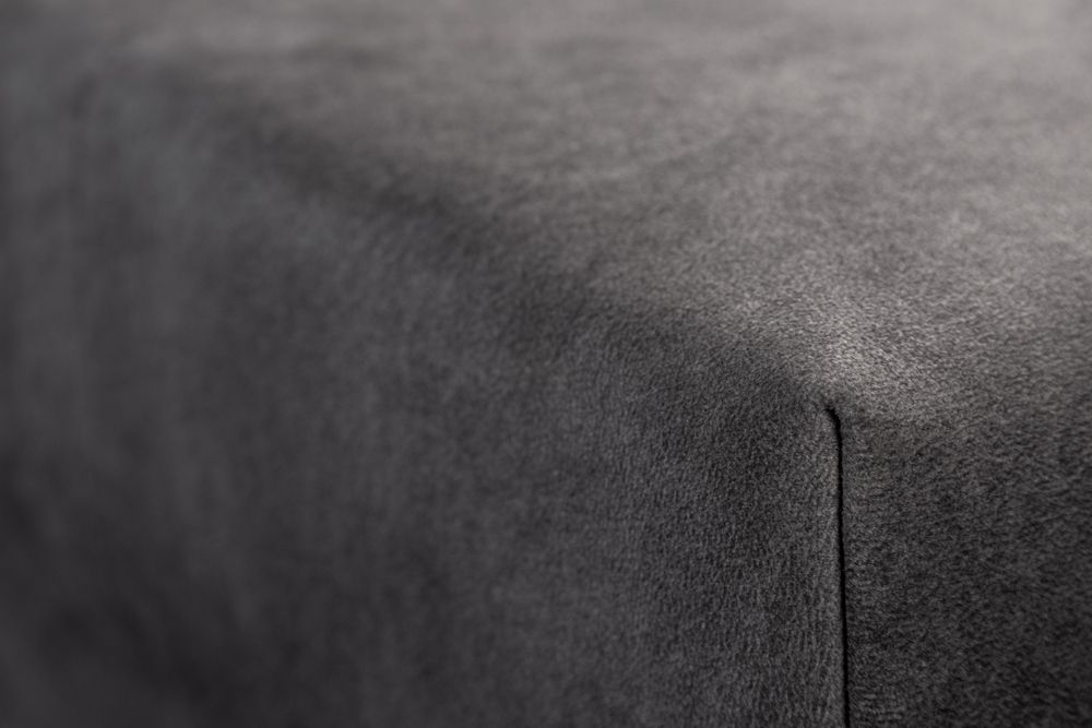 Moderne Wohnlandschaft KENT 220cm grau Samt Ecksofa Federkern inkl. Hocker und Kissen