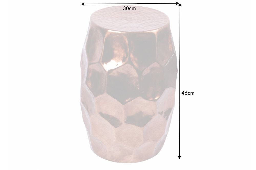 Handgefertigter Beistelltisch ORGANIC ORIENT 50cm kupfer Metall Hammerschlag Design Waben rund