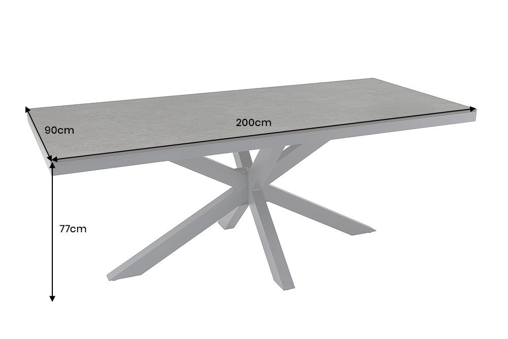 In- und Outdoor Esstisch GALAXIE 200cm anthrazit Keramik Aluminium wetterfest