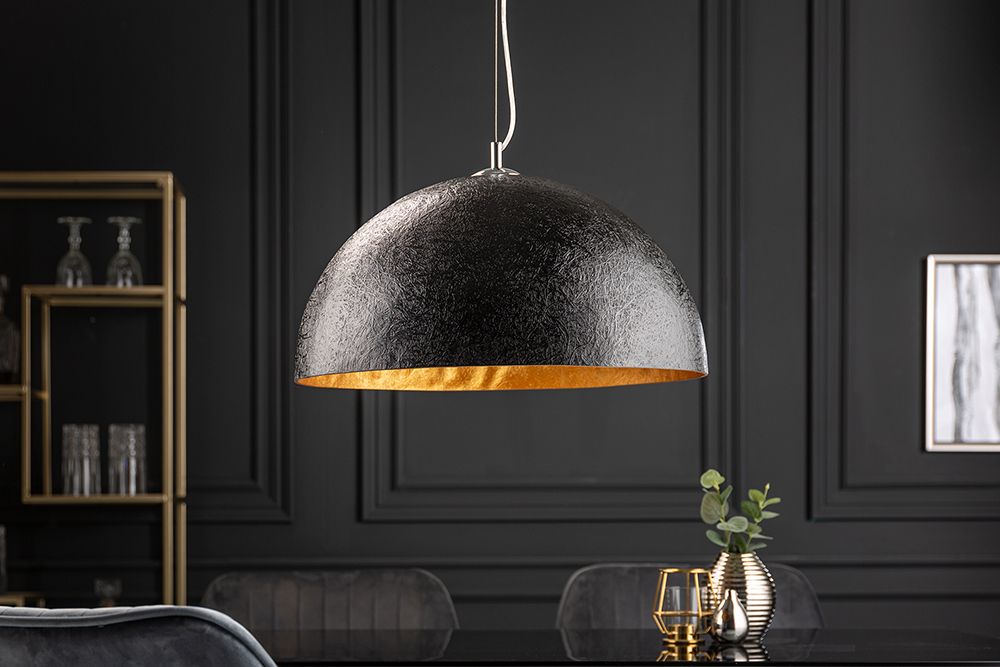 Elegante Design Hängeleuchte GLOW 50cm schwarz gold Hängelampe