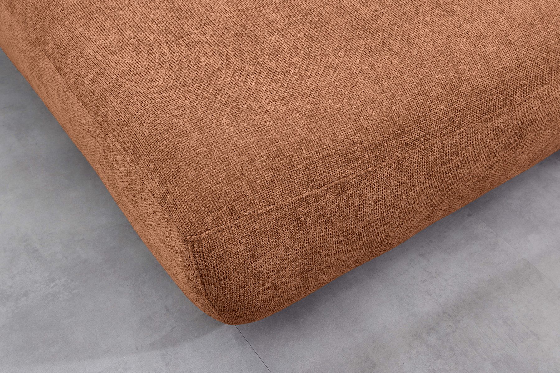 Modernes Schlafsofa ELYPSE 200cm rostbraun Chenillestoff 3-Sitzer Couch inkl. Kissen