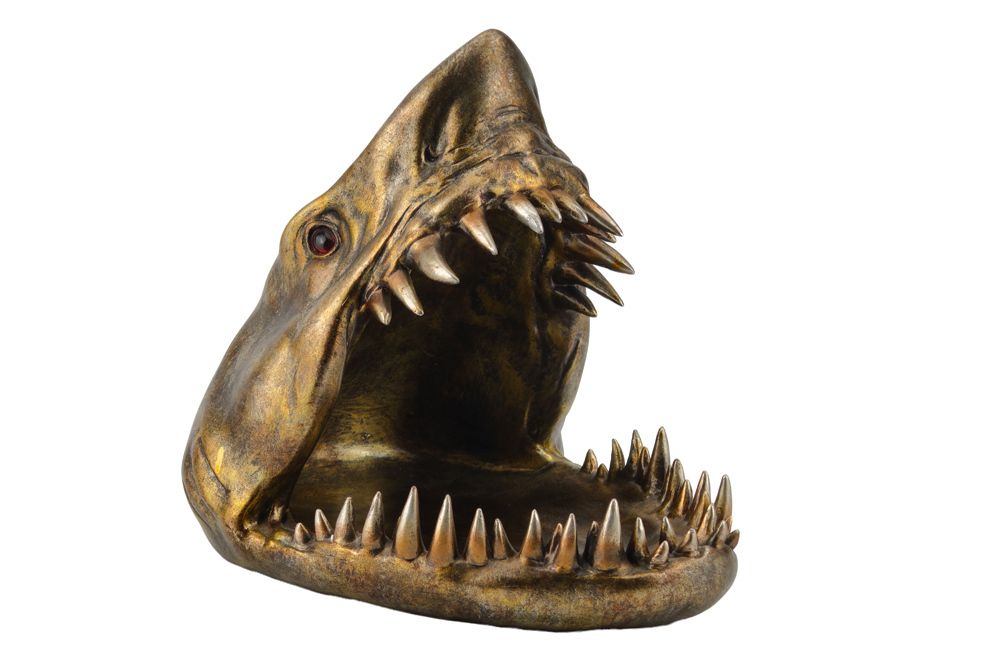 Deko-Figur SHARK HEAD 25cm bronze mit Ablagefach handmade