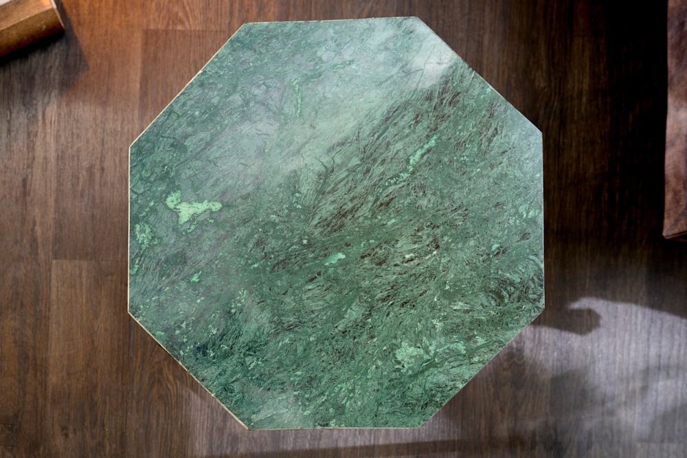 Abstrakter Beistelltisch DIAMOND 50cm grün Marmor messing Metall