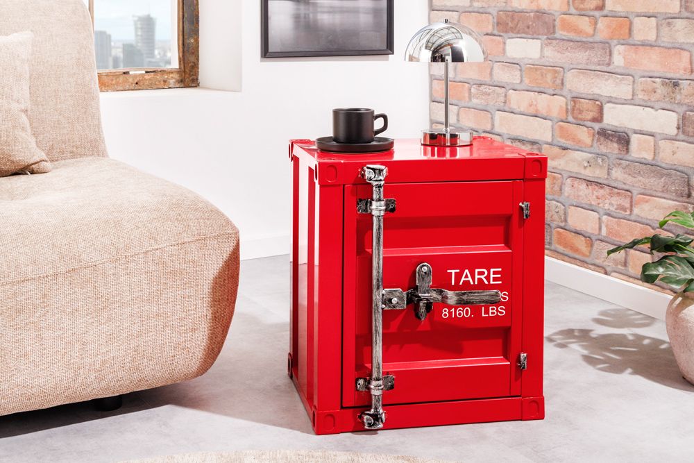Container-Schrank GLOBETROTTER 50cm rot Metall Nachttisch Beistellschrank