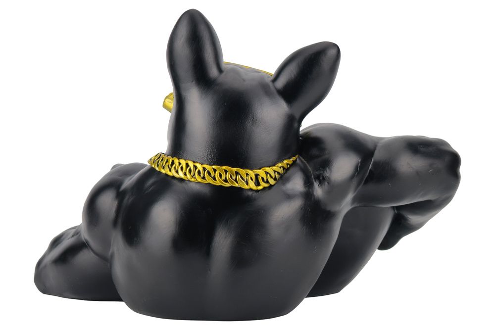 Deko-Figur BULLDOG 35cm schwarz handmade Schale mit Ablagefach
