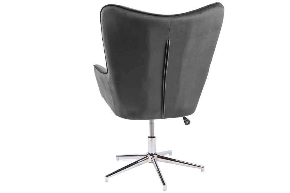 Design Sessel MR. LOUNGER grau chrom Samt höhenverstellbar drehbar Retro