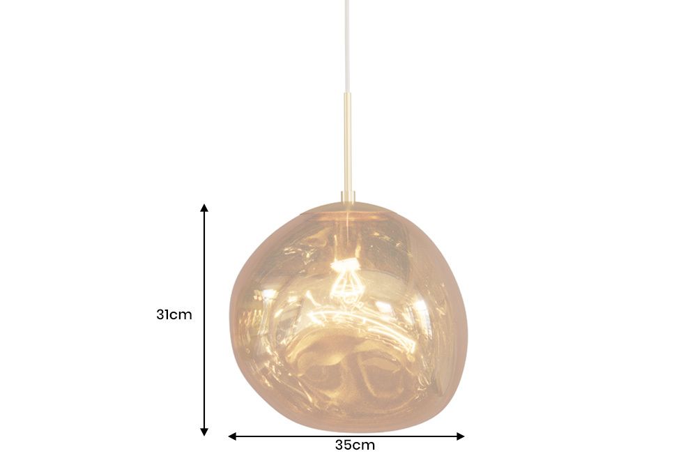 Runde Hängelampe LIQUID DIAMOND 35cm gold Glas Stahl Kugelleuchte