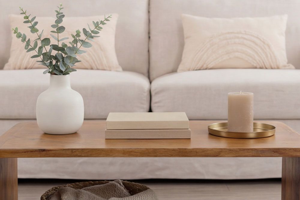 Massiver Couchtisch CUBUS 100cm braun honey finish Mangoholz handmade