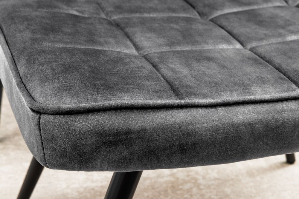 Moderner Hocker SCANDINAVIA grau Samt schwarze Metallbeine Fußhocker