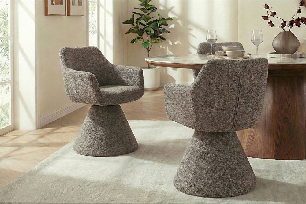 Drehbarer Stuhl AMBIENTO braun Strukturstoff 180° mit Auto-Return Polsterstuhl