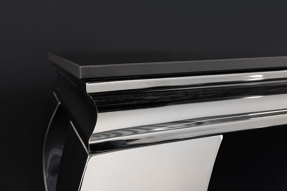 Design Konsolentisch MODERN BAROCK 140cm schwarz anthrazit chrom Keramik Marmor