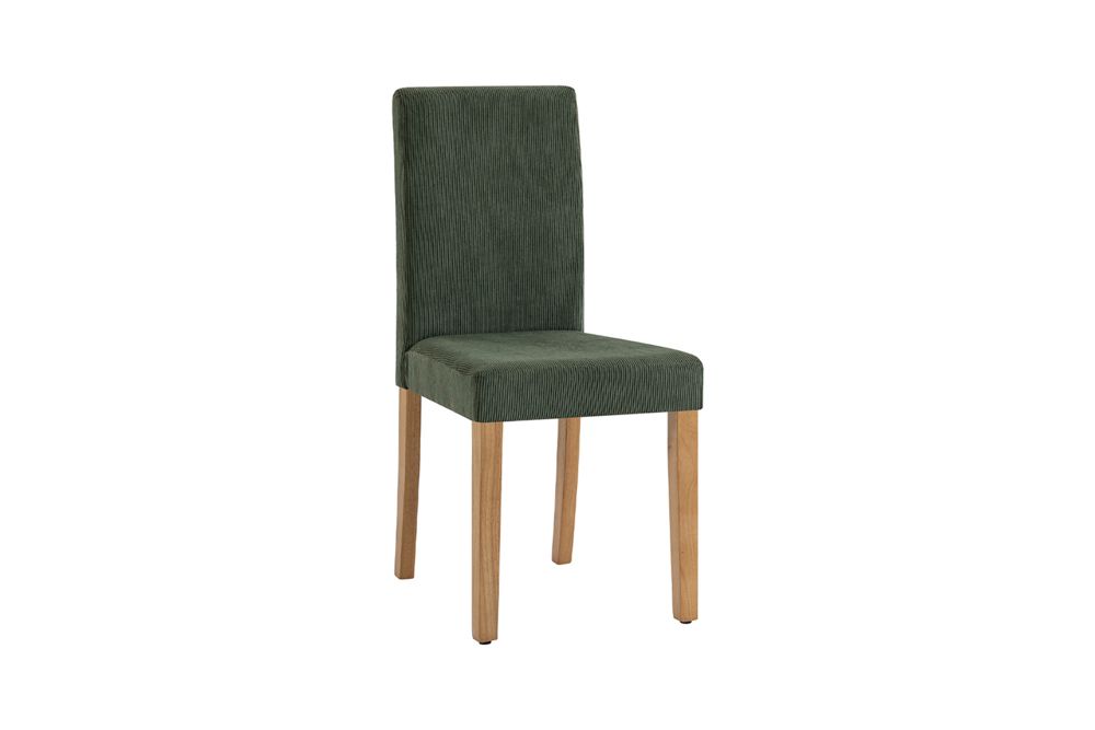 Design Stuhl GENUA grün Cord mit Massivholz-Beinen