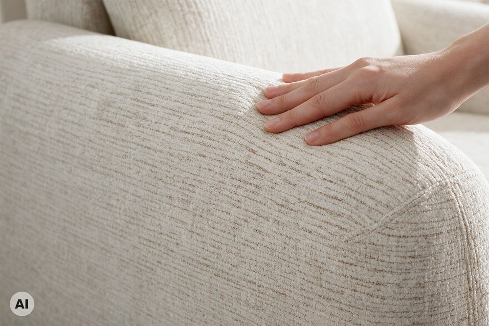 3er Sofa MILANO 220cm beige Bouclé Tweed Soft elektrisch verstellbare Fuß und Kopfstütze