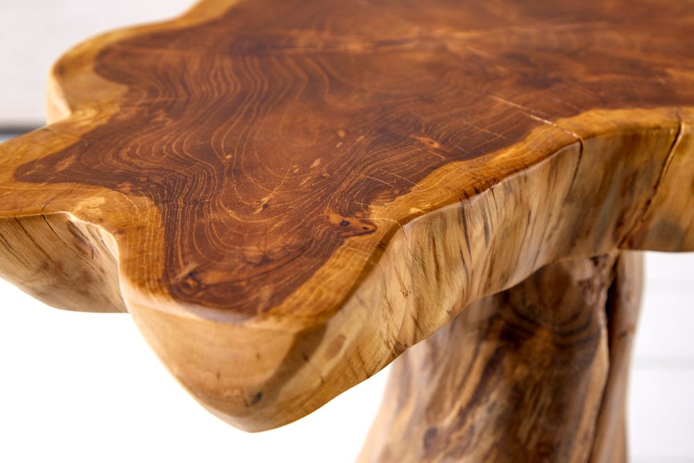 Massiver Beistelltisch ROOT 40cm Teakholz mit Jahresringen