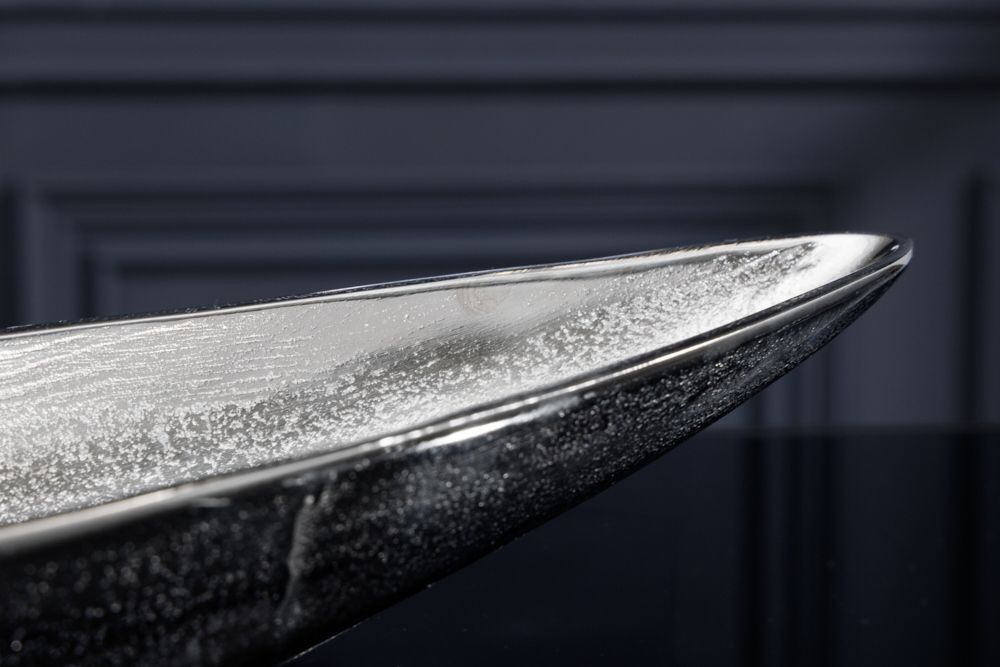 Deko Schale SILVER LEAF 80cm silber handmade Aluminium