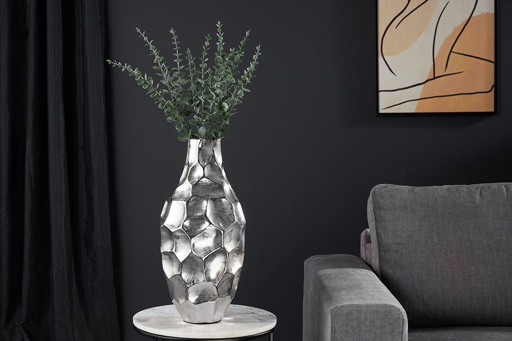 Elegante Vase ORGANIC ORIENT 45cm silber Hammerschlag Design
