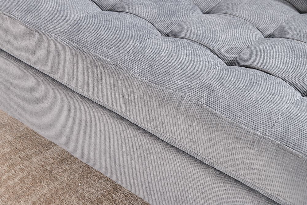 Modernes Ecksofa STOCKHOLM 220cm grau Cordstoff Federkern 3-Sitzer-Sofa