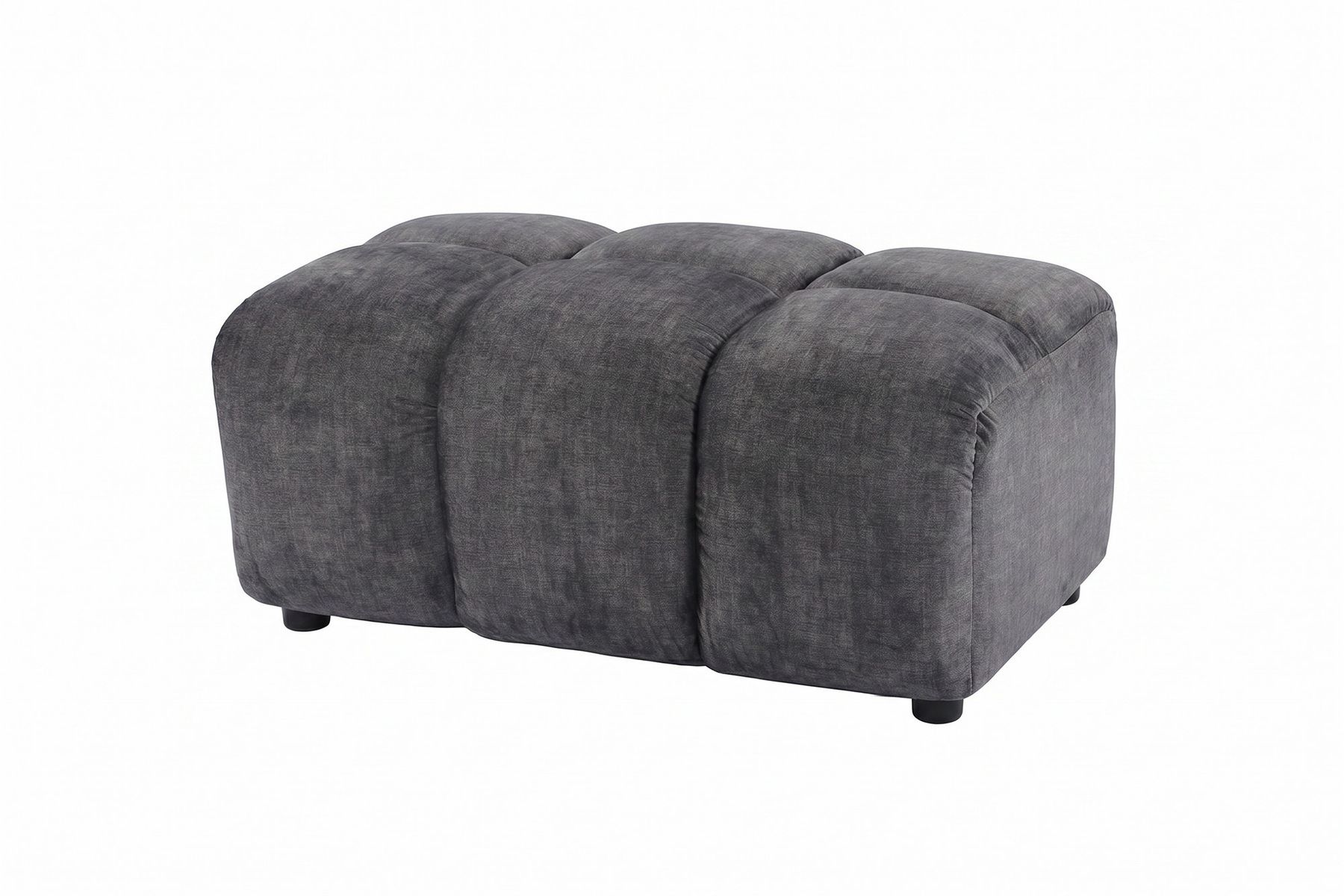 Moderner Hocker CLOUD 100cm grau Vogue Samtstoff Federkern Fußhocker Sitzhocker