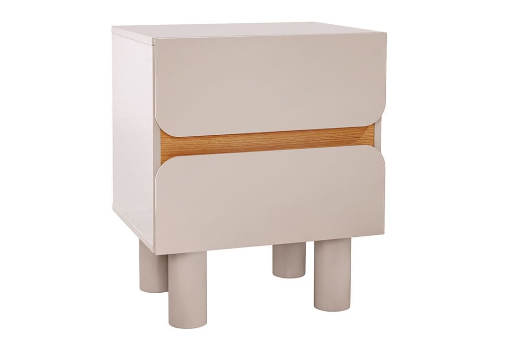 Design Nachtschrank COSMO 60cm cashmere weiß Eiche zwei Schubladen
