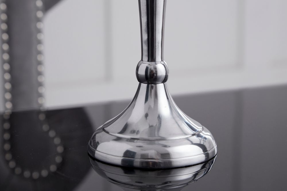 Kerzenständer MODERN BAROCK 40cm silber 5-armig Lüster Aluminium poliert Kerzenhalter