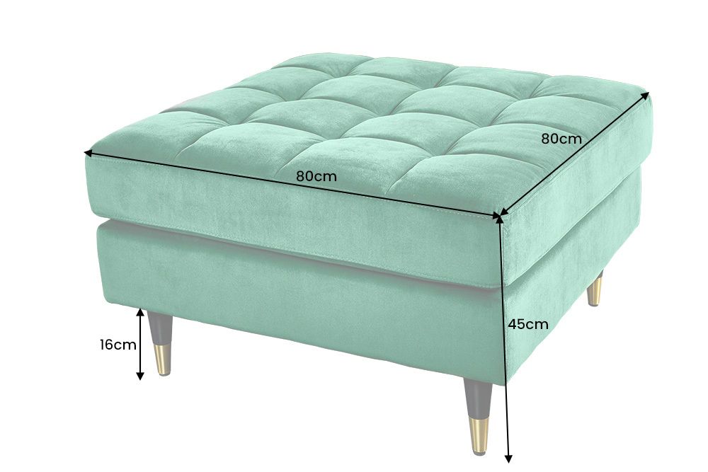 Design Hocker COZY VELVET 80cm smaragdgrün Samt goldene Füße