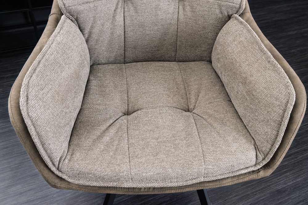 Drehbarer Design Stuhl MR. LOUNGER vintage taupe Microfaser mit Armlehne