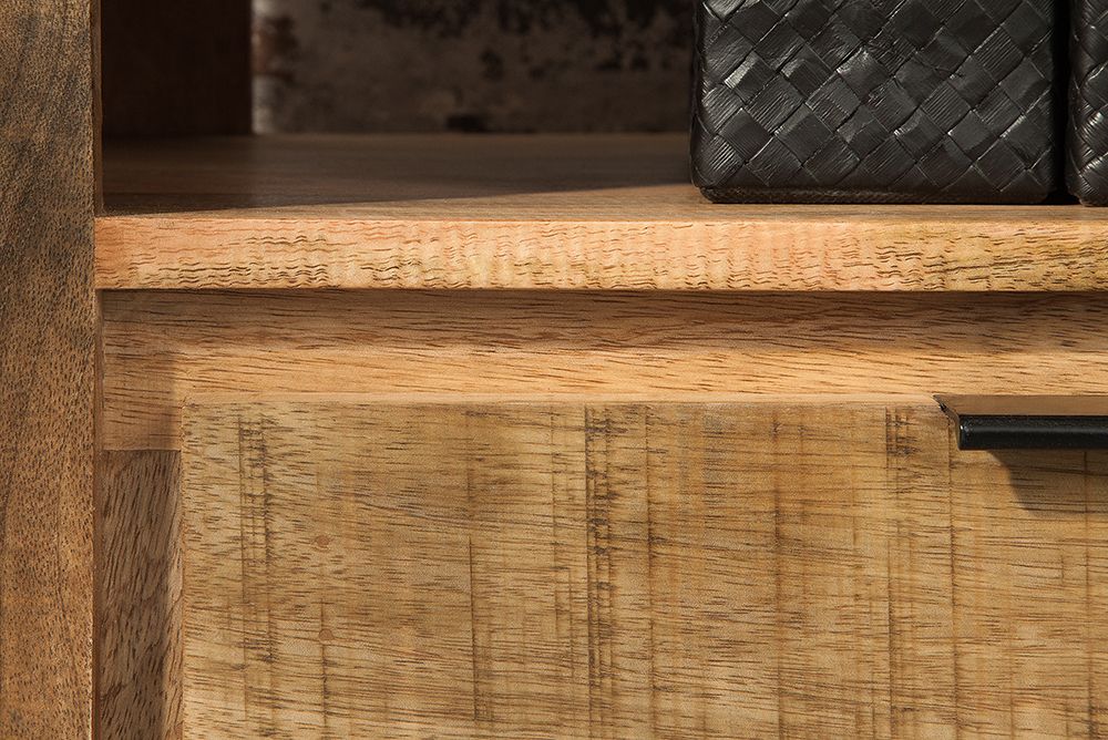Massives TV-Board IRON CRAFT 130cm Mangoholz Lowboard 2 Schubladen