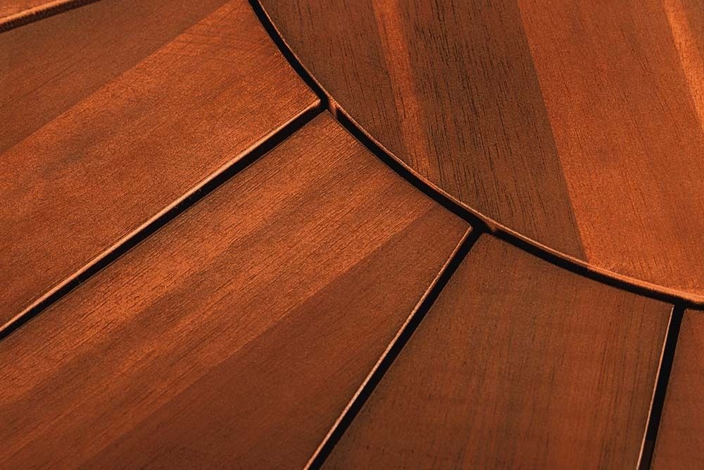 Runder Gartentisch KOPENHAGEN 140cm braun Akazienholz honey finish wetterfest