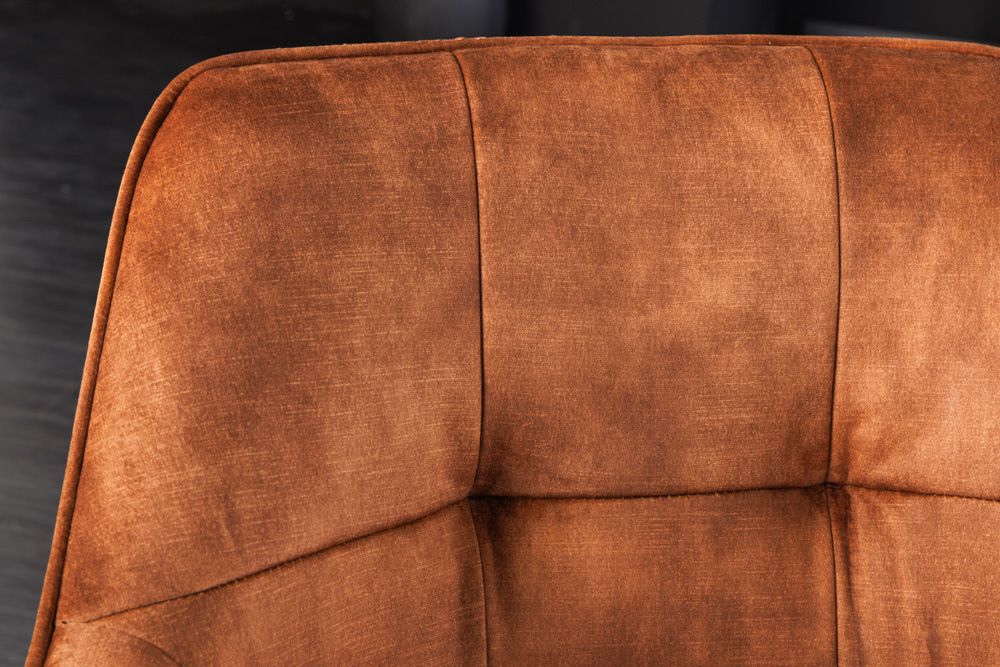 Design Stuhl LOFT rost braun Samt drehbar Metallgestell schwarz mit Armlehne